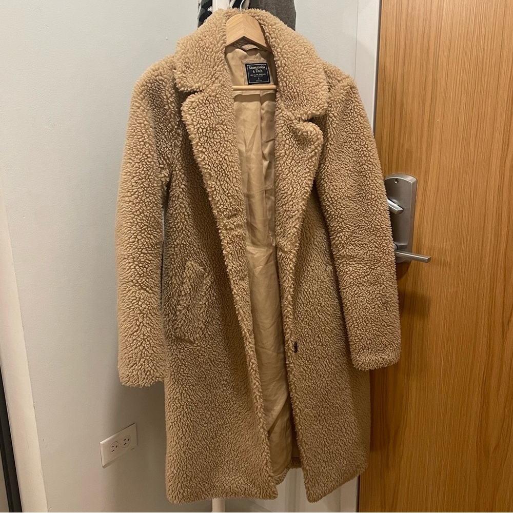Abercrombie and Fitch Brown Teddy Coat - Small